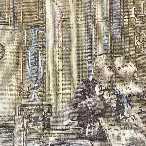 Antique French Woven Tapestry Wall Hanging Victorian Salon Party 34” X 18.5” - Picture 12 of 16